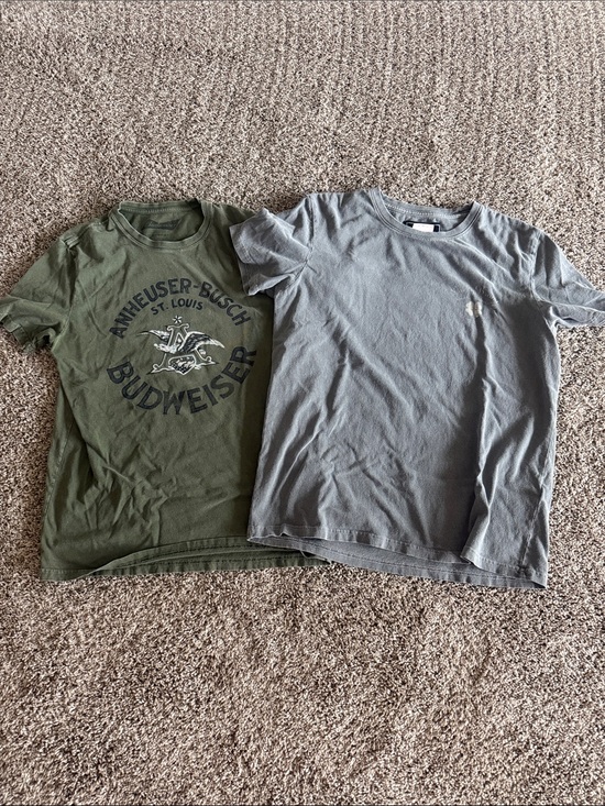 Lucky Brand Other - Budweiser Olive Green Graphic Tee with Gray Crew Tee - Casual Two-Pack